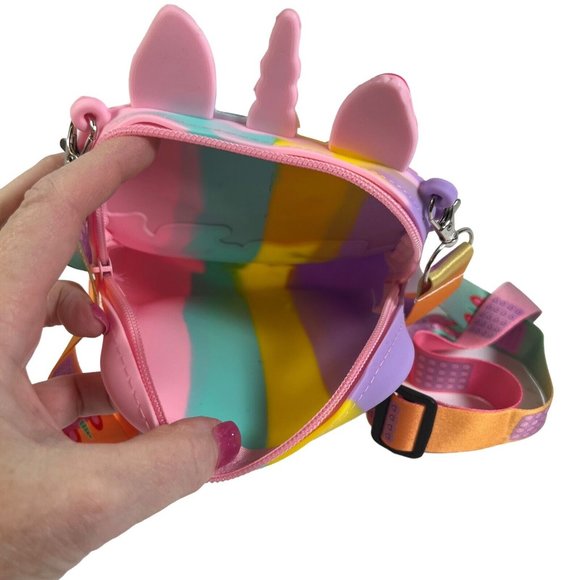 Sensory Bubble Pop Push Unicorn Shoulder Bag Purse Pastel Rainbow - Picture 5 of 10